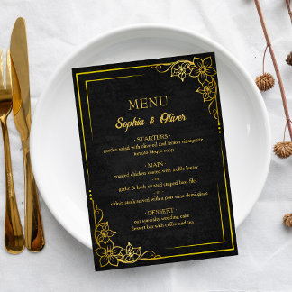 Dark Academia Gothic Elegant Wedding Menu