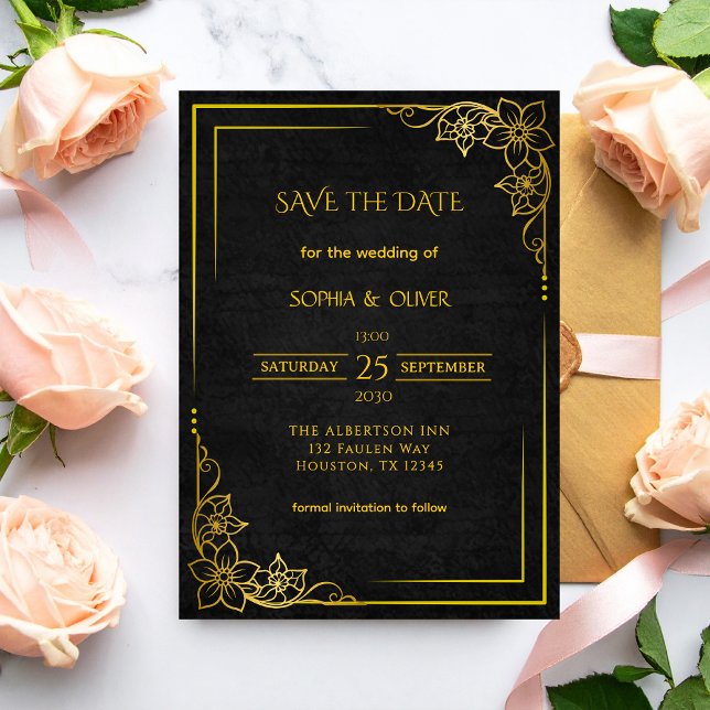 Dark Academia Gothic Elegant Wedding Save the Date (Créateur téléchargé)