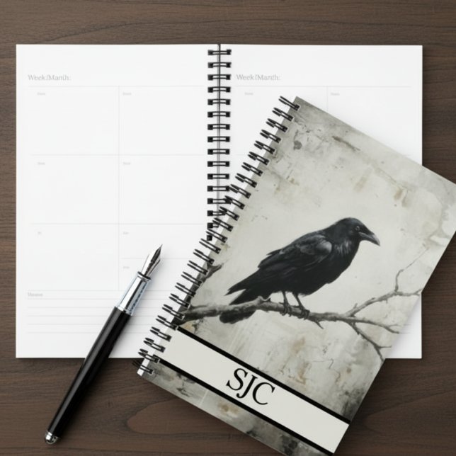 Dark Academia Moody Crow (Gothic Raven planner)
