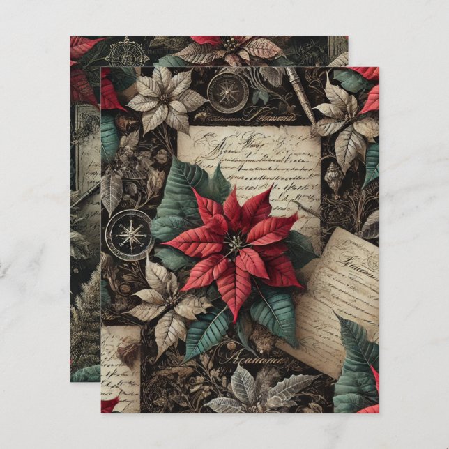 Dark Academia Poinsettia Stationery Scrapbook (Devant / Derrière)