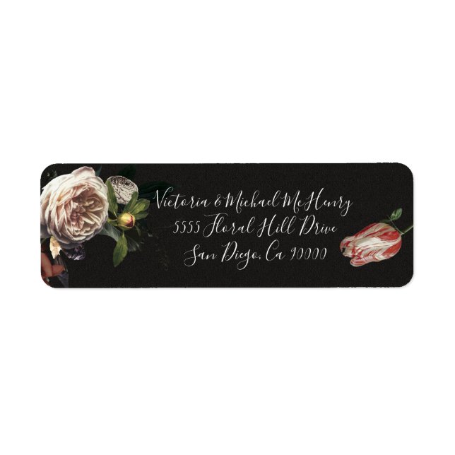 Dark and Moody Rembrandt Floral étiquettes de adre (Devant)