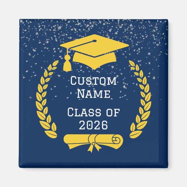 Dark Blue & Gold Class of 2026 Graduation Magnet (Devant)