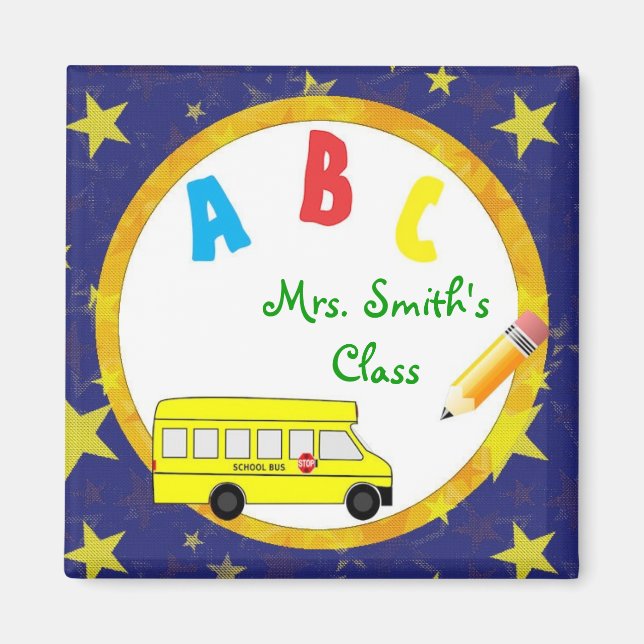 Dark Blue School Bus Teacher Magnet D2 (Devant)