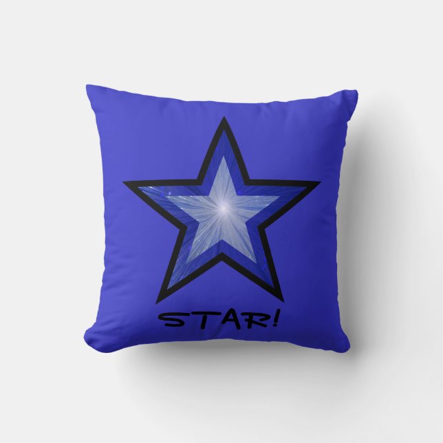 Dark Blue Star noir lancer oreiller carré bleu ble (Recto)