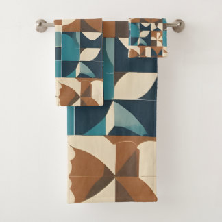 Dark Blue, Teal, Brown, and Tan Geometric Pattern