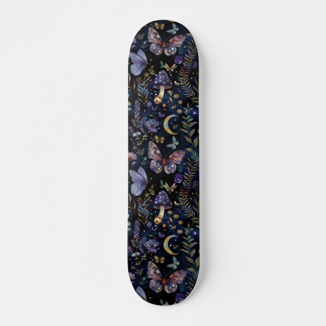 Dark Butterfly Botanical Celestial Skateboard (Devant)