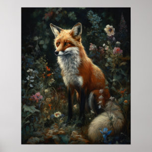Dark Cottagecore Red Fox Art Imprimer Poster