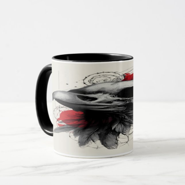 Dark Crow Skull Gothic Grunge Art Mug (Devant gauche)