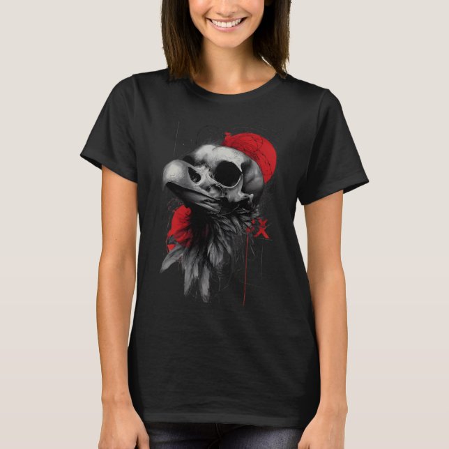 Dark Crow Skull Occult Grunge Women's T-Shirt (Devant)