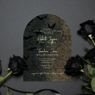 Dark Damask Romance Halloween Faire-part de mariag