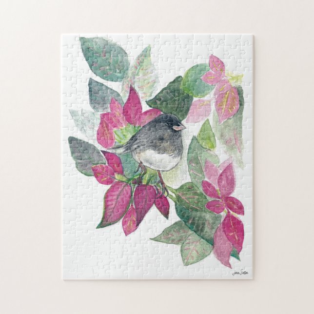 Dark Eyed Junco Aquarelle Oiseau Art Jigsaw Puzzle (Vertical)