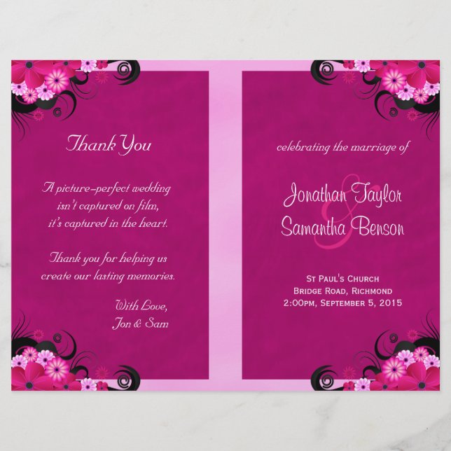 Dark Fuchsia Programme de mariage floral Modèles (Devant)