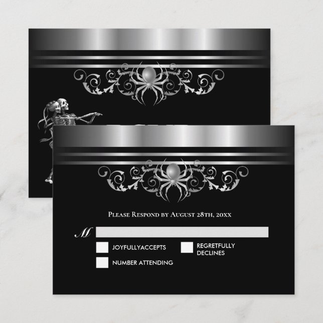Dark Gothic Halloween Wedding RSVP (Devant / Derrière)