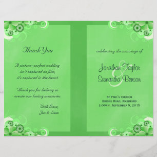 Dark Green Floral Bi Programme de mariage plié