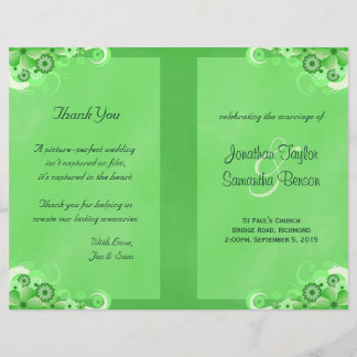 Dark Green Floral Bi Programme de mariage plié