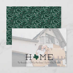Dark Green HOME Texas Moving Faire-part