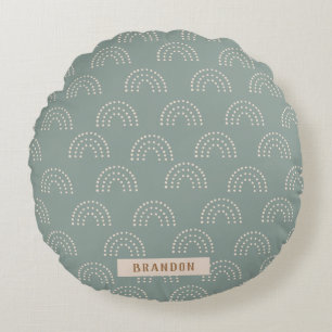 Dark Green Minimal arc-en-ciel bébé Coussin rond