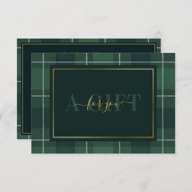 Dark Green Tartan Polo Plaid Gift Certificate (Devant / Derrière)