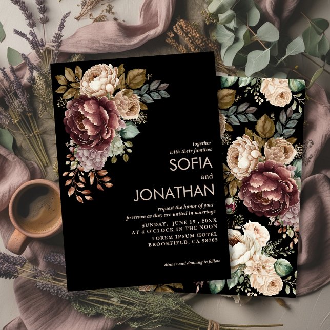 Dark Moody Burgundy & Maroon Peony Winter Wedding  (Créateur téléchargé)