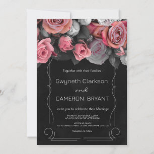 Dark Moody Florals noir rose Invitation