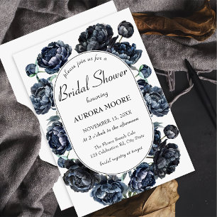 Dark Moody Romantic Blue Floral Faire-part de mari