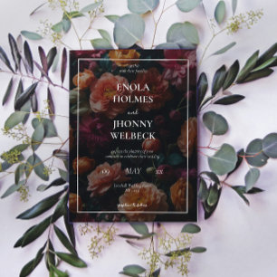 Dark Moody Romantic Floral Faire-part de mariage