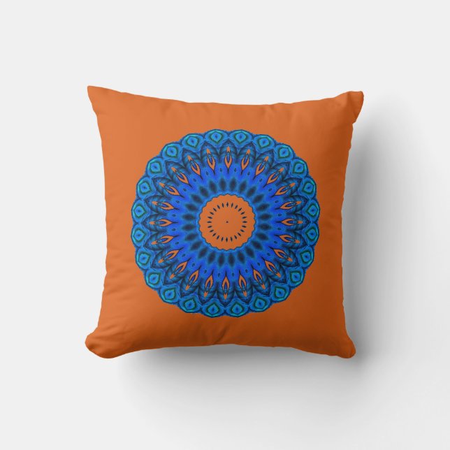 Dark Peach Aimez Ces Mandala Blues Carré Coussin (Recto)