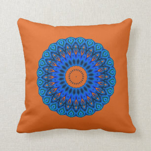 Dark Peach Love Ces Mandala Blues Carré Coussin