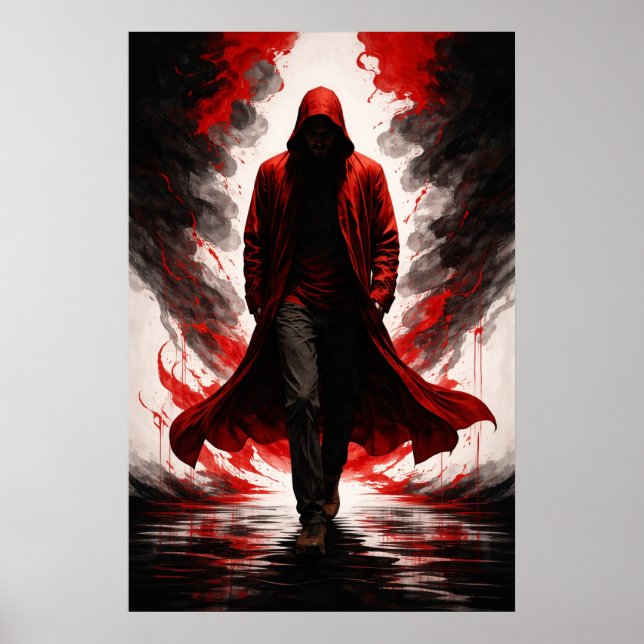 Dark Power Awakening – Red Hooded Figure Poster (Devant)