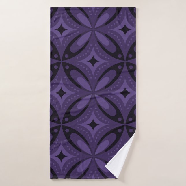 Dark Purple Colored Retro Pattern (Serviette de bain)