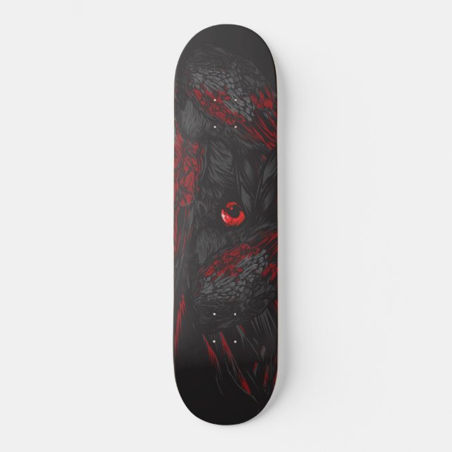 Dark Raven Crimson Eye Street Art Skateboard (Recto)