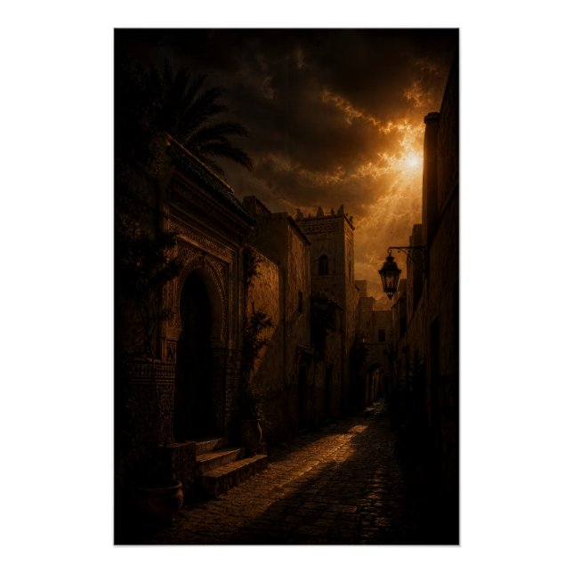 Dark Riad Alley Sunburst Poster (Devant)
