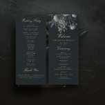Dark Romantic Moody Florals Peony Wedding Programm<br><div class="desc">Apportez un sentiment de romantisme intemporel à votre cérémonie avec ce programme de mariage à double face, avec un agencement élégant de pivoines lilas vintages sur un fond de peinture à l'huile riche en texture et humoristique. Le devant présente les détails de votre cérémonie avec une typographie raffinée, tandis que...</div>