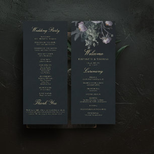 Dark Romantic Moody Florals Peony Wedding Programm