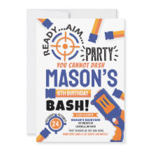 Dart Party Anniversaire Invitation Dart Gun Invita