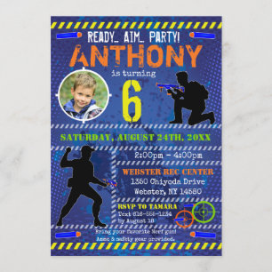 Dart Photo Invitation Dart Gun fête d'anniversaire