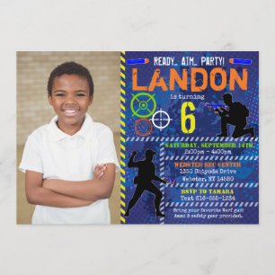 Dart Photo Invitation Dart Gun fête d'anniversaire