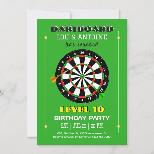 Dartboard Gamer Birthday Invitation (Devant)