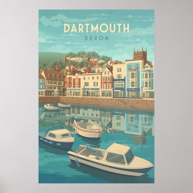 Dartmouth Devon Seaside Travel Poster (Devant)