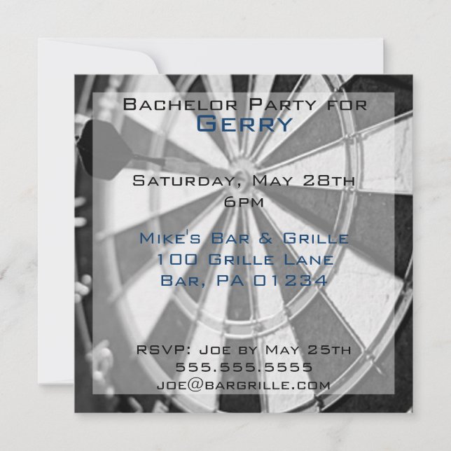 Darts Bachelor Fête Cartes d'invitation (Devant)