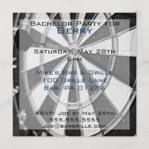 Darts Bachelor Fête Cartes d'invitation