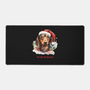 Daschund Chien Noël Chapeau de Père Noël Xmas Lumi