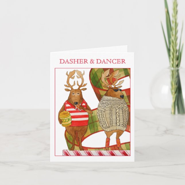 DASHER DANCER Carte de note de Noël (Devant)
