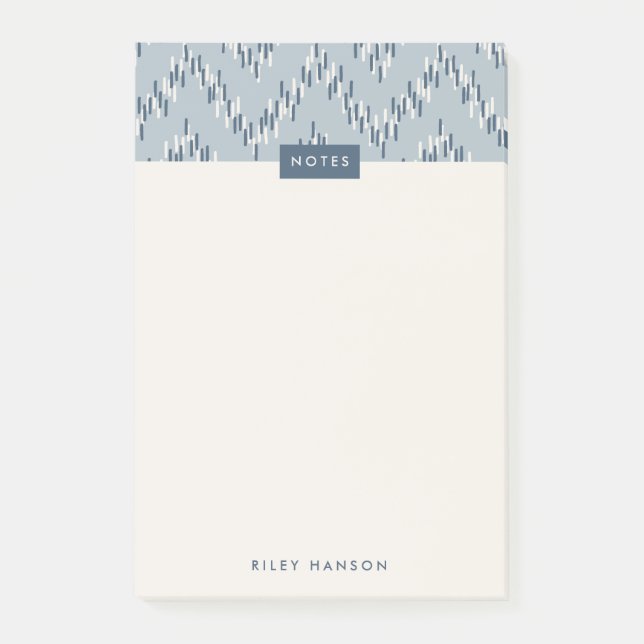 Dashing Boho Ikat Zig Zag Motif Post-It - Bleu (Devant)