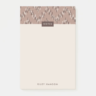 Dashing Boho Ikat Zig Zag Motif Post-It - Brown