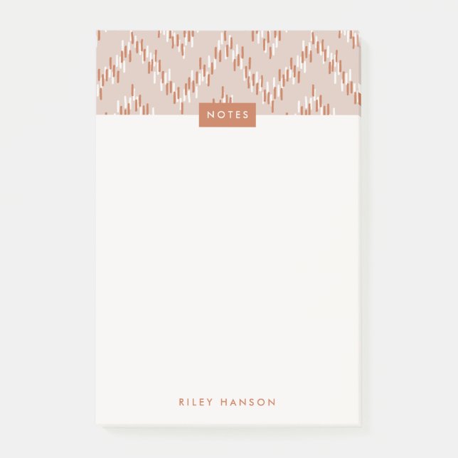 Dashing Boho Ikat Zig Zag Motif Post-It - Rust (Devant)