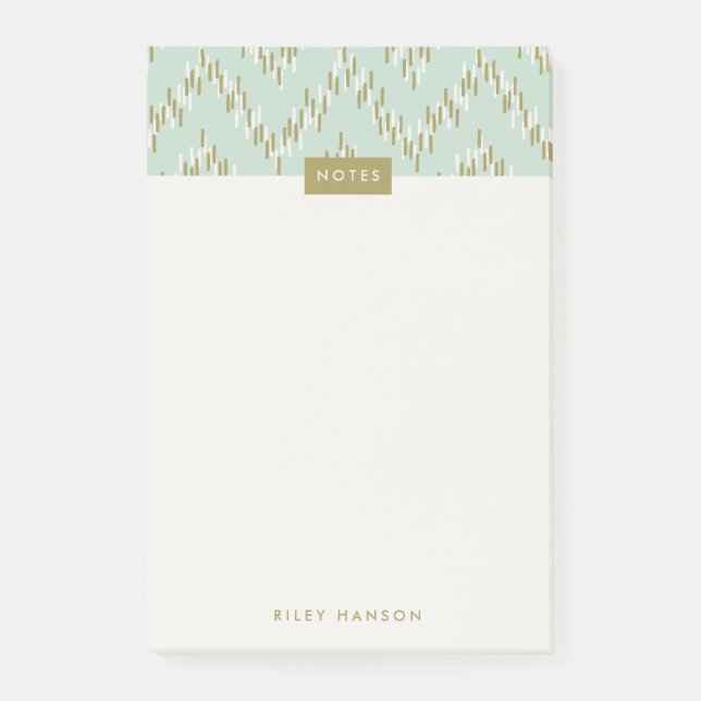 Dashing Boho Ikat Zig Zag Motif Post-It - Vert (Devant)