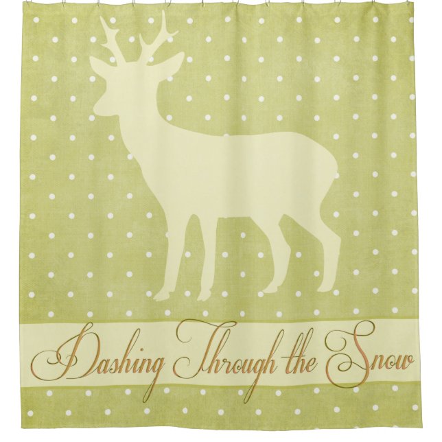 Dashing Deer Douche rideau - Lime Green Polka poin (Devant)