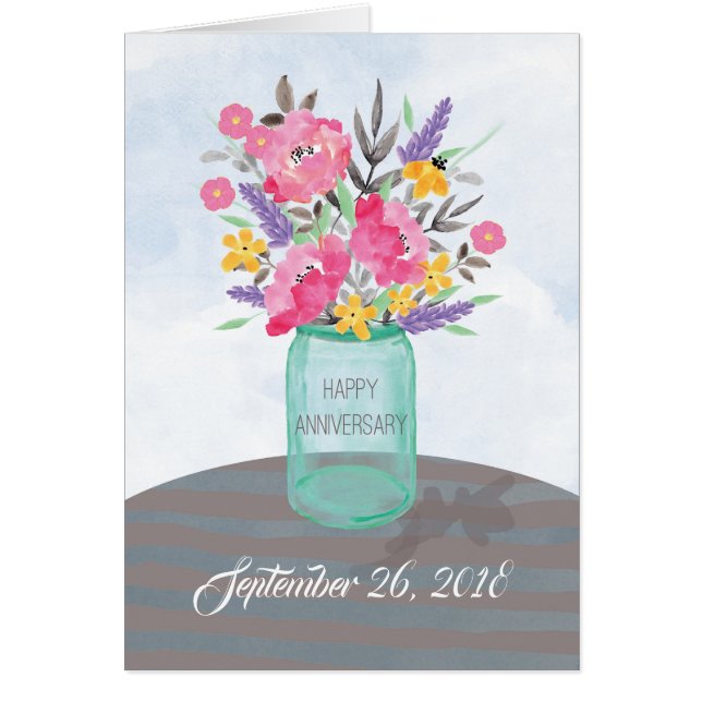 Date Anniversaire spécifique Vase Jar avec fleurs (Devant)