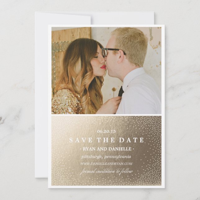 Date Annonce de sauvegarde en feuille d'or Save the Dat (Devant)